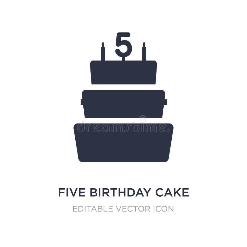 ícone do bolo de aniversário cinco no fundo branco Ilustração simples do elemento do conceito do alimento ilustração do vetor ícone do bolo de aniversário cinco no fundo branco Ilustração simples do elemento do conceito do alimento ilustração do vetor