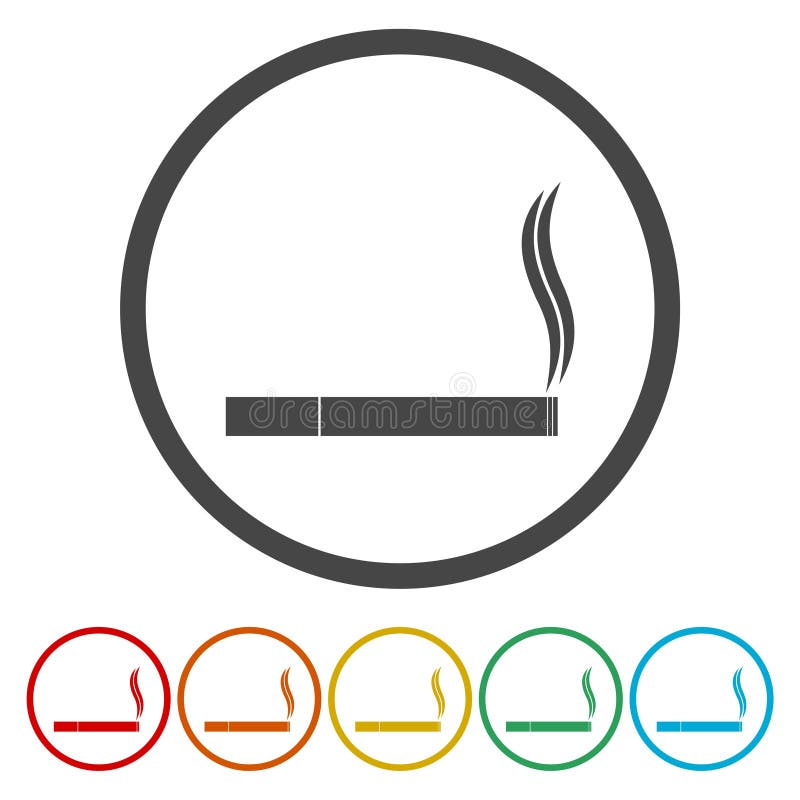 ícone do cigarro Estilos lisos do projeto, os lineares e da cor Ilustrações isoladas do vetor ilustração stock ícone do cigarro Estilos lisos do projeto, os lineares e da cor Ilustrações isoladas do vetor ilustração stock
