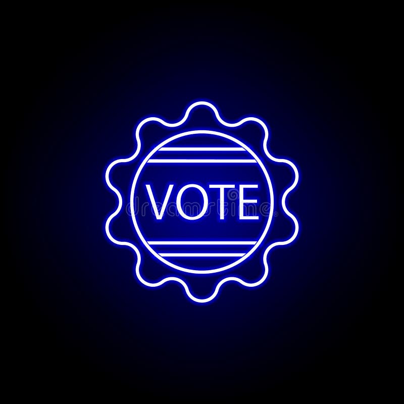 Ícone do crachá das eleições no estilo de néon Os sinais e os s?mbolos podem ser usados para a Web, logotipo, app m?vel, UI, UX ilustração do vetor Ícone do crachá das eleições no estilo de néon Os sinais e os s?mbolos podem ser usados para a Web, logotipo, app m?vel, UI, UX ilustração do vetor