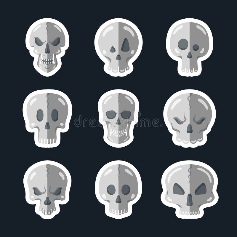 Ícone do crânio ajustado em um estilo liso ilustração royalty free Ícone do crânio ajustado em um estilo liso ilustração royalty free
