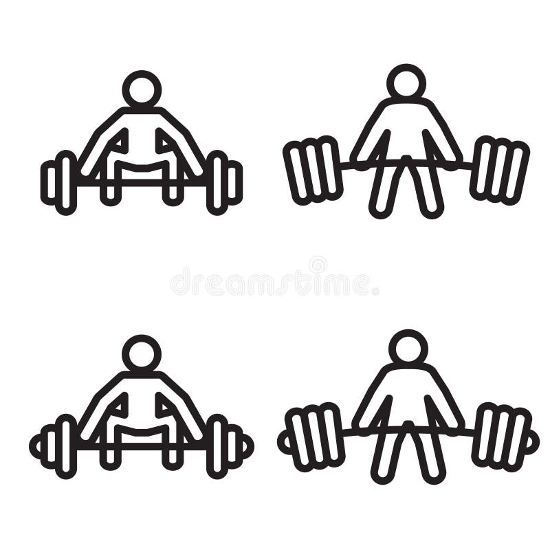 Weightlifting deadlift icon in four variations. Vector illustration. eps10. Weightlifting deadlift icon in four variations. Vector illustration. eps10