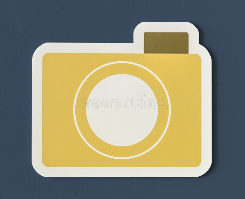 Ícone do dobrador de papel amarelo da câmera fotografia de stock Ícone do dobrador de papel amarelo da câmera fotografia de stock