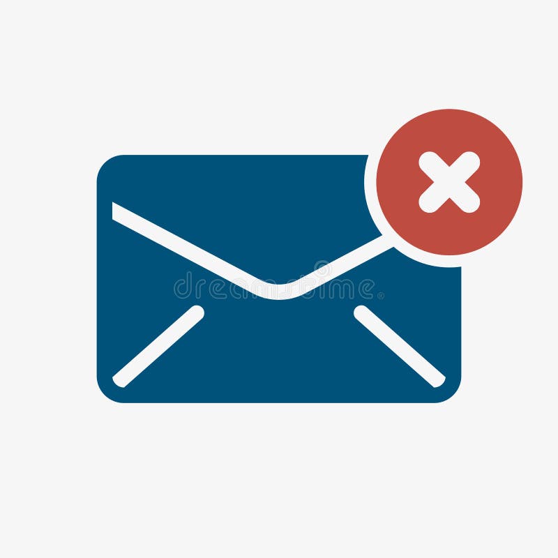 Ícone do envelope, ícone dos multimédios com sinal do cancelamento O ícone do envelope e o fim, supressão, removem o símbolo ilustração royalty free Ícone do envelope, ícone dos multimédios com sinal do cancelamento O ícone do envelope e o fim, supressão, removem o símbolo ilustração royalty free
