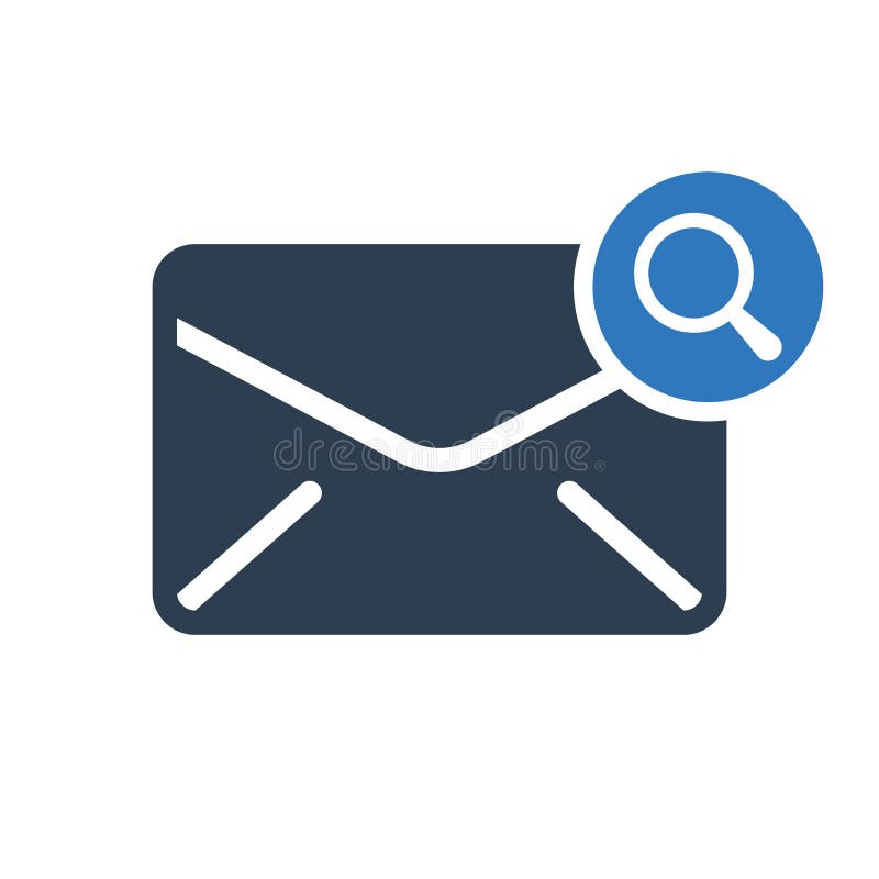 Ícone do envelope, ícone dos multimédios com sinal da pesquisa O ícone do envelope e explora, encontra, inspeciona o símbolo ilustração do vetor Ícone do envelope, ícone dos multimédios com sinal da pesquisa O ícone do envelope e explora, encontra, inspeciona o símbolo ilustração do vetor
