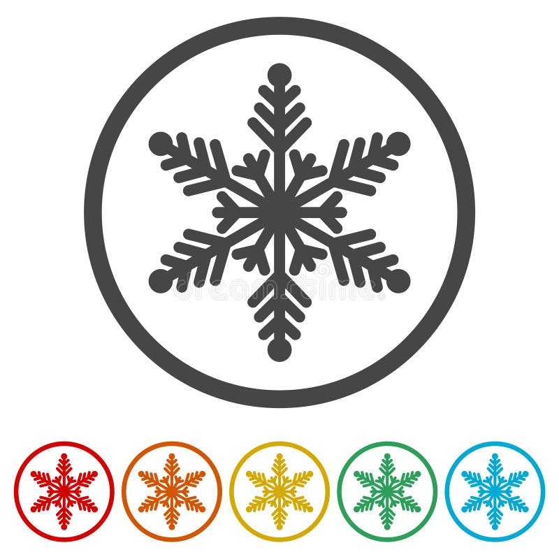 Ícone do floco de neve, 6 cores incluídas ilustração do vetor