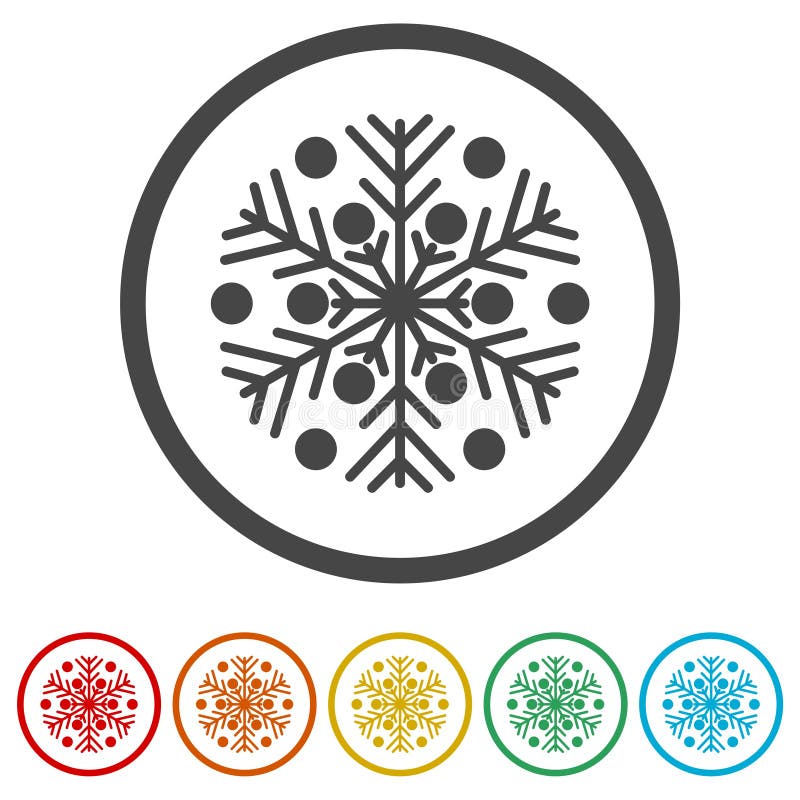 Ícone do floco de neve, 6 cores incluídas ilustração stock