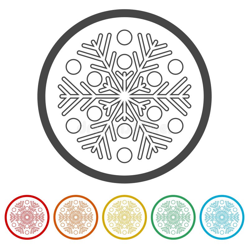 Ícone do floco de neve, 6 cores incluídas ilustração royalty free