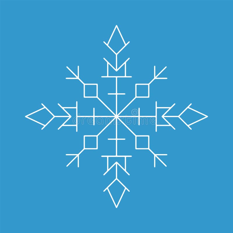 Ícone do floco de neve Sinal branco do floco da neve da silhueta, isolado no fundo azul ilustração royalty free Ícone do floco de neve Sinal branco do floco da neve da silhueta, isolado no fundo azul ilustração royalty free