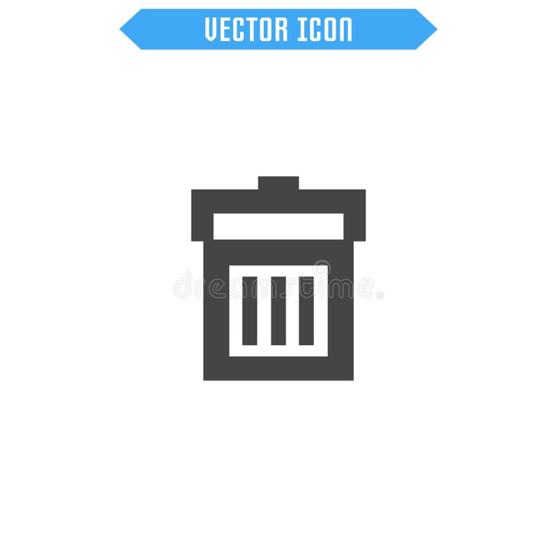 Ícone do lixo liso Ícone do backet do lixo símbolo do sinal do vetor ilustração royalty free