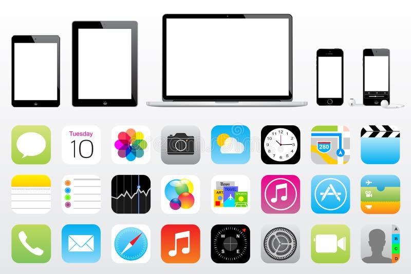 Ícone do Mac de iPod do iphone do ipad de Apple mini ilustração royalty free Ícone do Mac de iPod do iphone do ipad de Apple mini ilustração royalty free