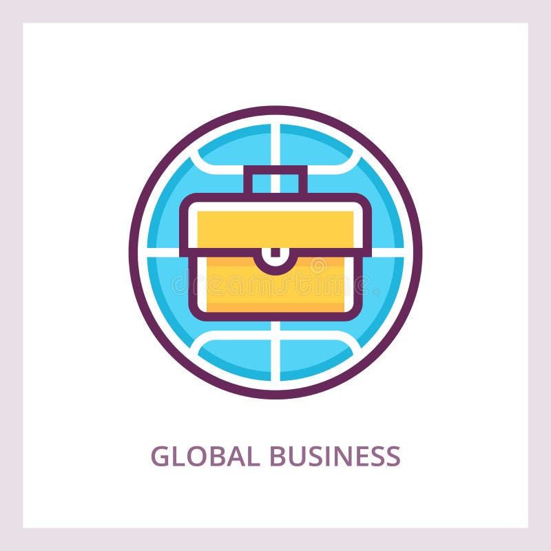 Ícone do negócio global Conceito das finanças internacionais e dos investimentos Pictograma linear do vetor ilustração do vetor Ícone do negócio global Conceito das finanças internacionais e dos investimentos Pictograma linear do vetor ilustração do vetor