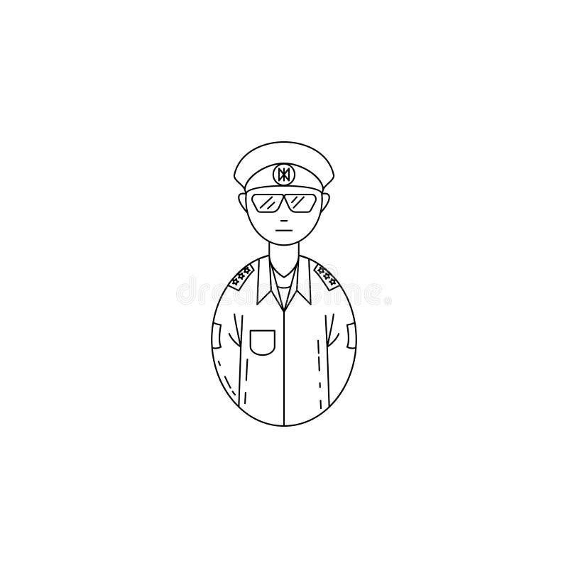 ícone do oficial do exército do avatar Profissões para apps móveis do conceito e da Web Linha fina ícone para o projeto do Web si ilustração stock ícone do oficial do exército do avatar Profissões para apps móveis do conceito e da Web Linha fina ícone para o projeto do Web si ilustração stock