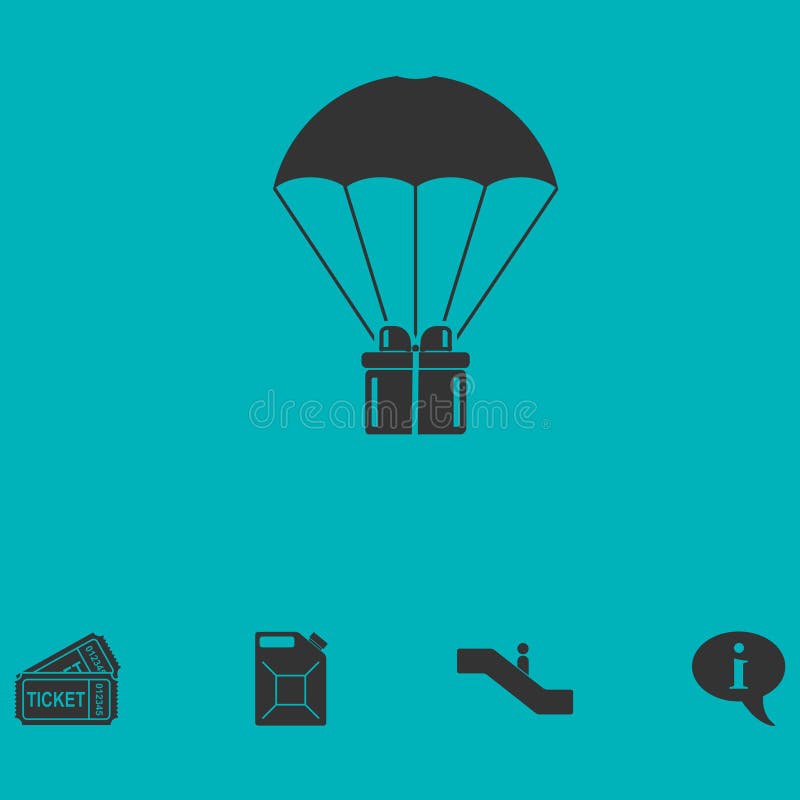 Ícone do pacote da caixa de presente do paraquedas horizontalmente ilustração royalty free