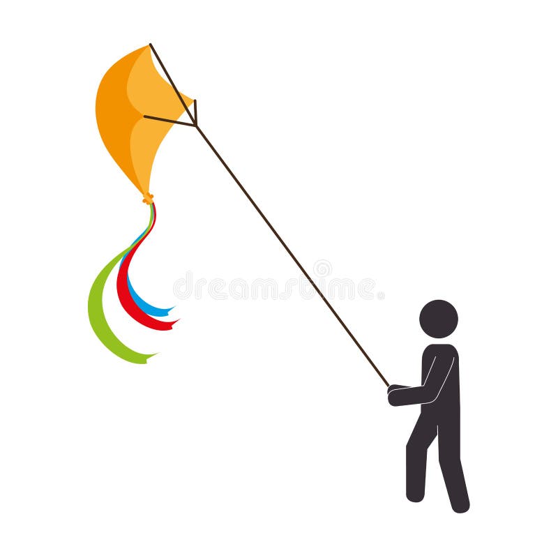 Ícone do papagaio do voo da criança ilustração do vetor Ícone do papagaio do voo da criança ilustração do vetor