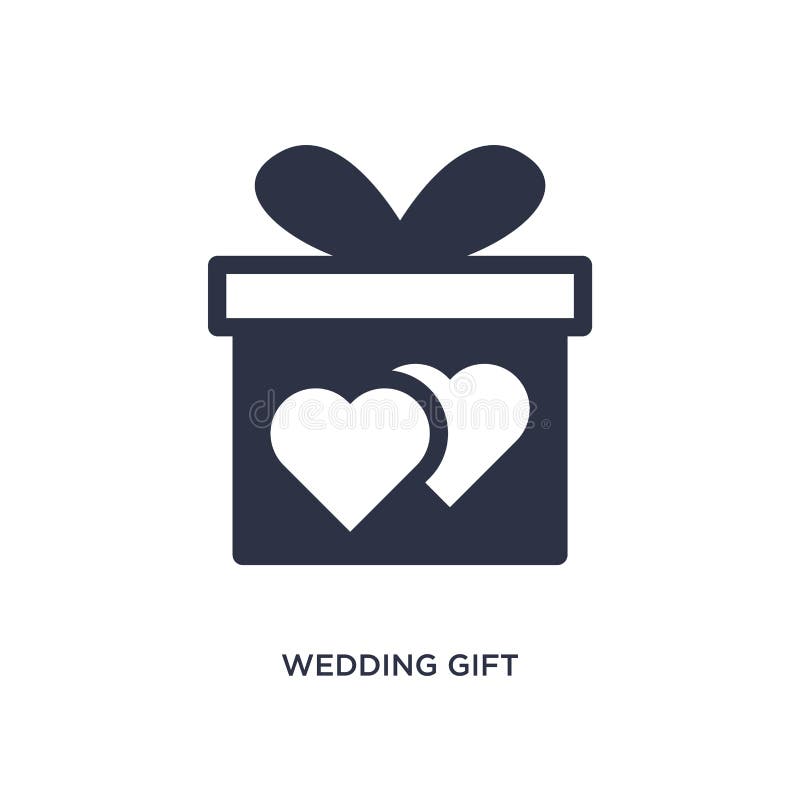 ícone do presente de casamento no fundo branco Ilustração simples do elemento do conceito da festa de anos e do casamento ilustração stock ícone do presente de casamento no fundo branco Ilustração simples do elemento do conceito da festa de anos e do casamento ilustração stock