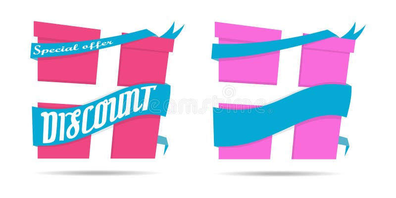 Ícone do presente do sinal do disconto Surpreenda a ilustração do vetor da fita do papel da oferta especial do negócio do símbolo ilustração do vetor