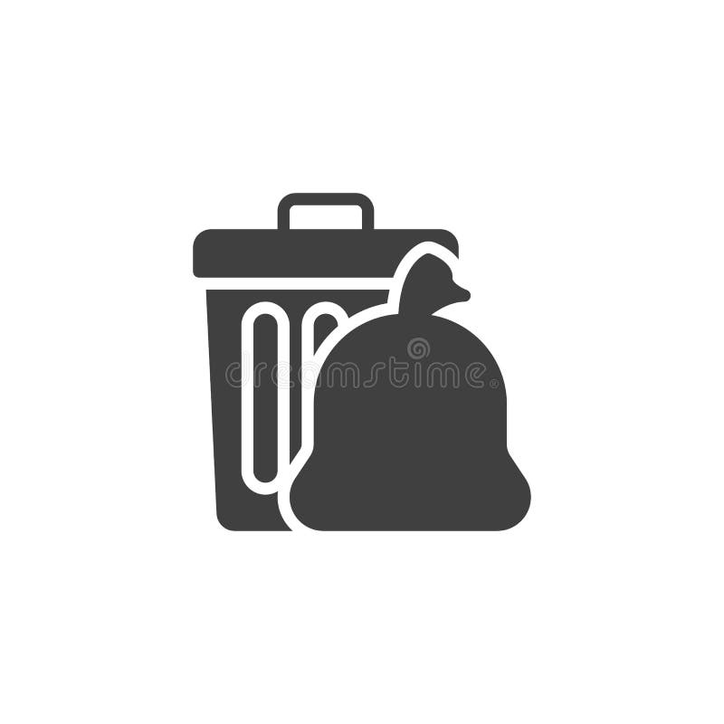 ícone do saco de lixo e do vetor do lixo