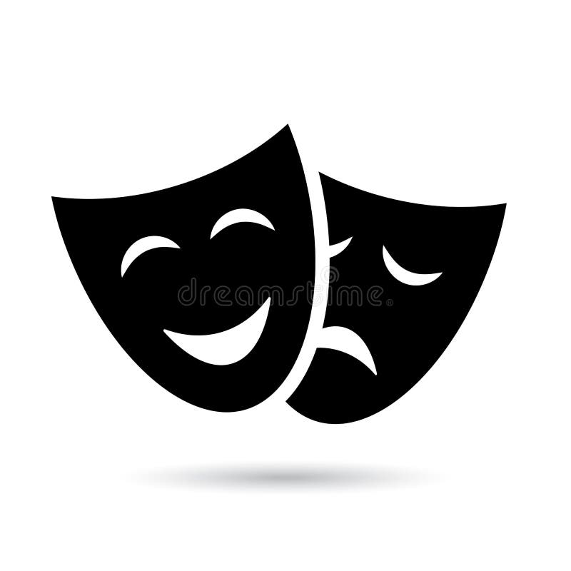 Ícone do teatro do drama com máscaras ilustração royalty free Ícone do teatro do drama com máscaras ilustração royalty free