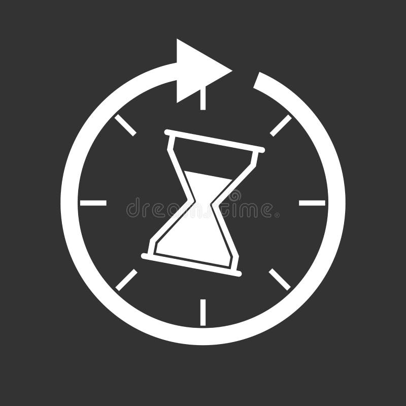 Ícone do tempo Ilustração lisa do vetor com a ampulheta na parte traseira do preto ilustração do vetor Ícone do tempo Ilustração lisa do vetor com a ampulheta na parte traseira do preto ilustração do vetor