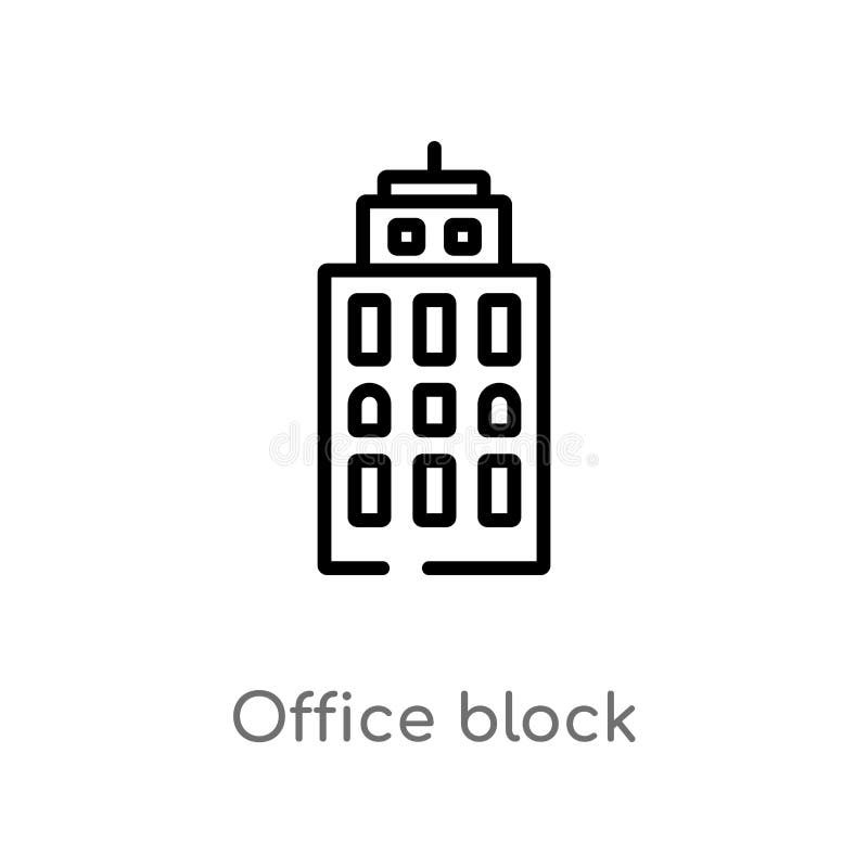 ícone do vetor do bloco de escritório do esboço linha simples preta isolada ilustração do elemento do conceito das construções Cu ilustração stock ícone do vetor do bloco de escritório do esboço linha simples preta isolada ilustração do elemento do conceito das construções Cu ilustração stock