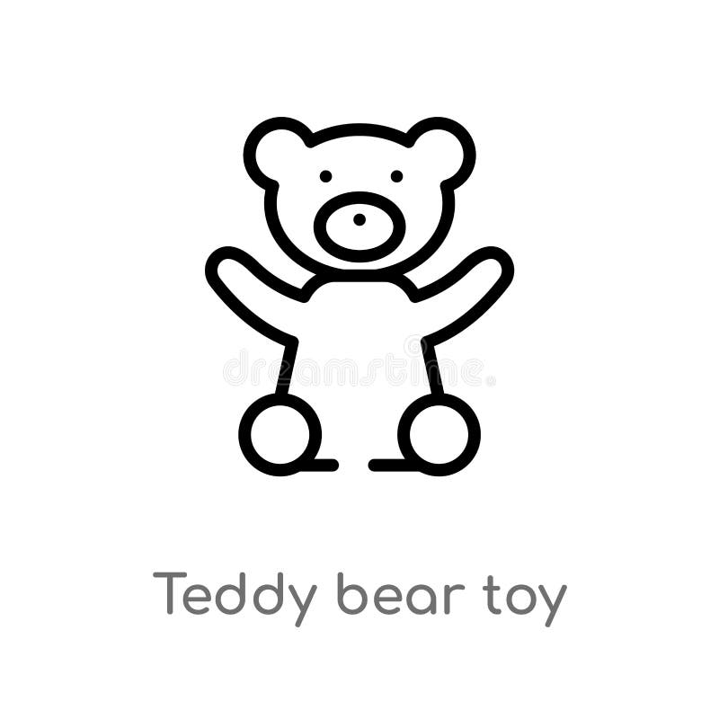 ícone do vetor do brinquedo do urso de peluche do esboço linha simples preta isolada ilustração do elemento do conceito dos brinq