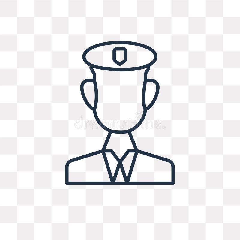 Ícone do vetor da polícia no fundo transparente, Po linear ilustração stock