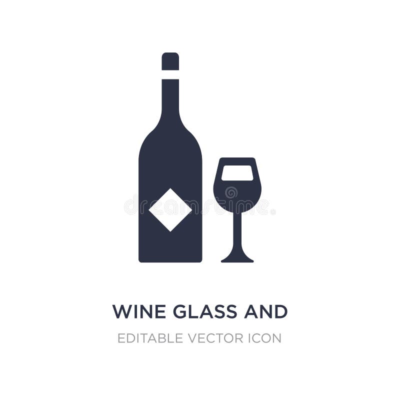 ícone do vidro e da garrafa de vinho no fundo branco Ilustração simples do elemento do conceito do alimento ilustração royalty free ícone do vidro e da garrafa de vinho no fundo branco Ilustração simples do elemento do conceito do alimento ilustração royalty free