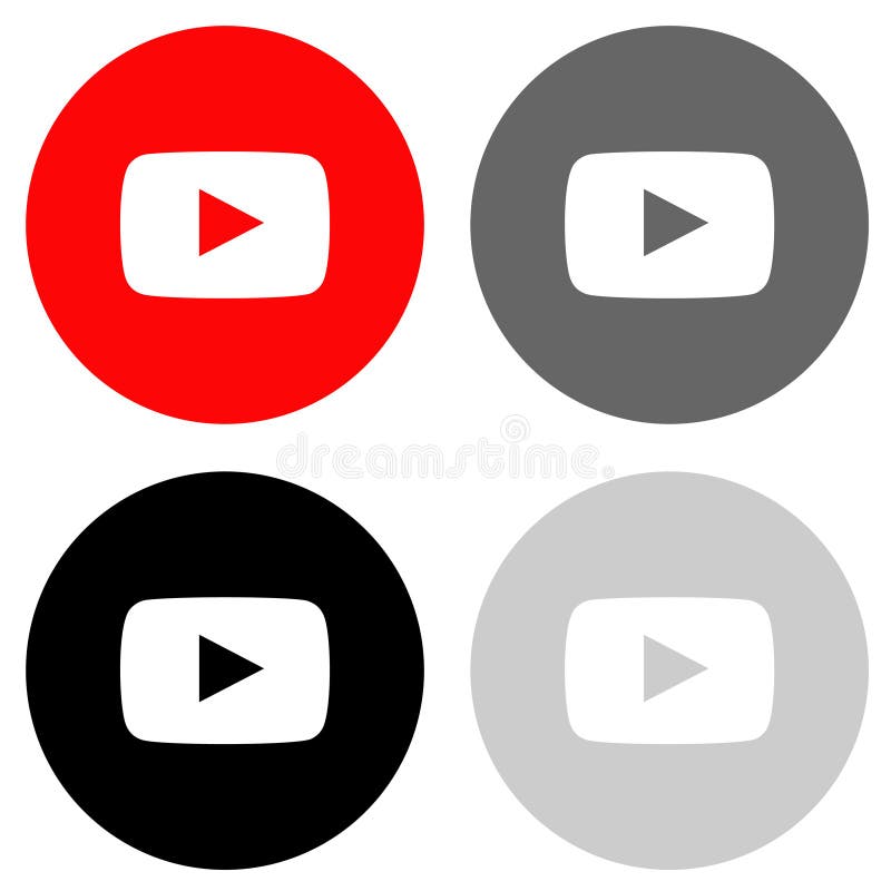 Rounded colored & black and white youtube icon with white background for web & printing purpose. Rounded colored & black and white youtube icon with white background for web & printing purpose.