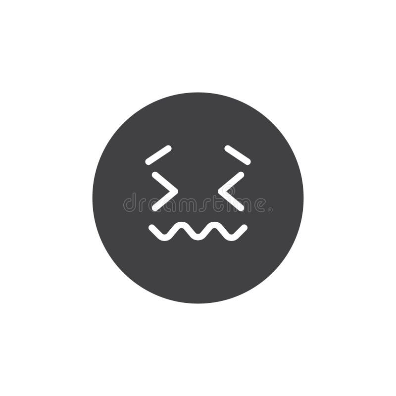 Ícone doente do vetor da cara do Emoticon ilustração stock