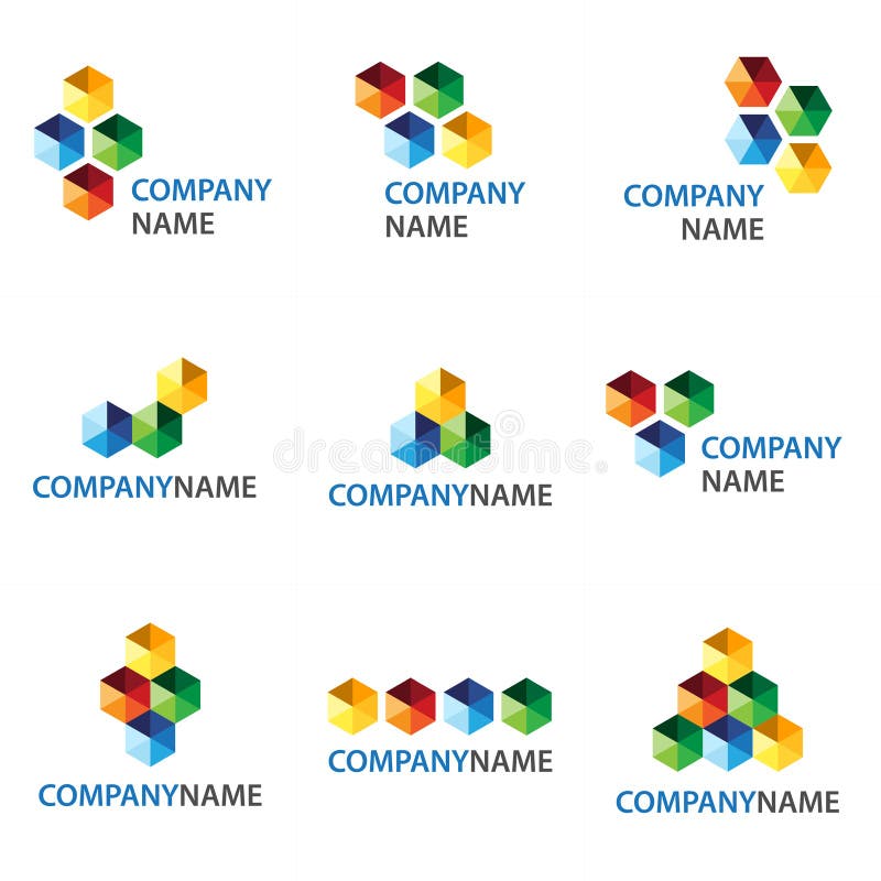 Ícone dos cubos e projeto do logotipo