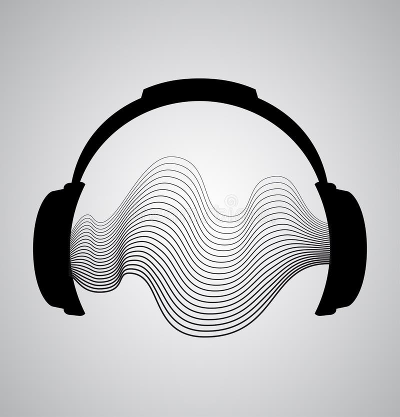 Ícone dos fones de ouvido com batidas da onda sadia ilustração do vetor Ícone dos fones de ouvido com batidas da onda sadia ilustração do vetor