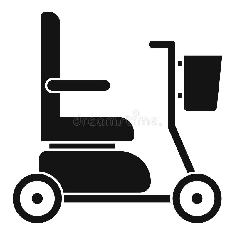 Electric wheelchair icon. Simple illustration of electric wheelchair vector icon for web design isolated on white background. Electric wheelchair icon. Simple illustration of electric wheelchair vector icon for web design isolated on white background