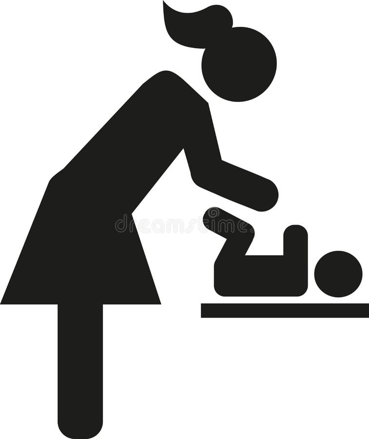 Ícone em mudança do bebê da fralda da mãe ilustração royalty free Ícone em mudança do bebê da fralda da mãe ilustração royalty free