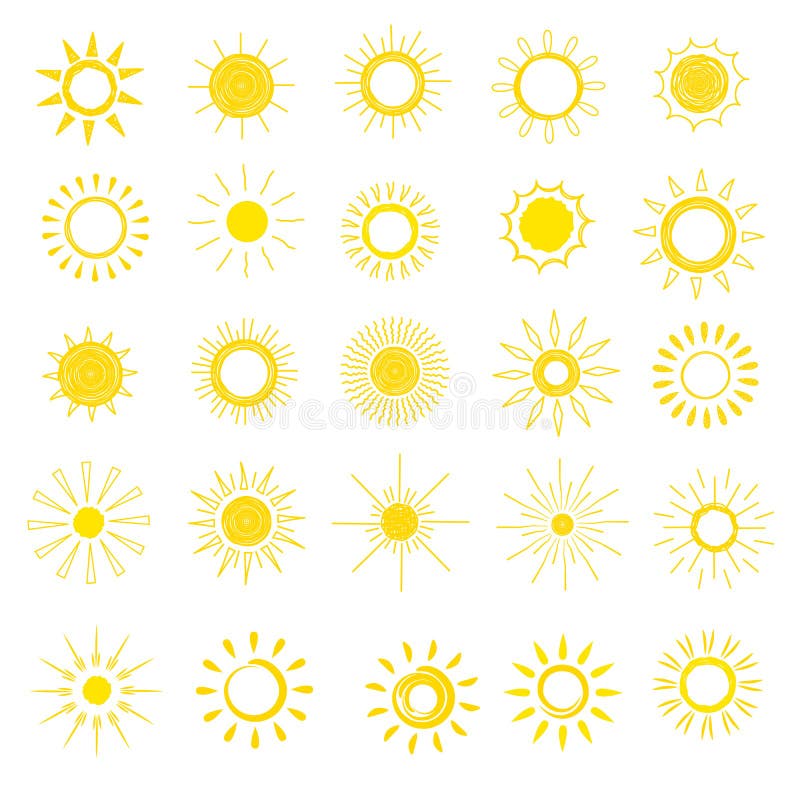 Sun vector sunny icon with yellow sunlight and sunshine light heat graphic design illustration set of bright sunburst weather sign sunset or sunrise isolated on white background. Sun vector sunny icon with yellow sunlight and sunshine light heat graphic design illustration set of bright sunburst weather sign sunset or sunrise isolated on white background.