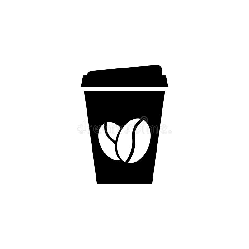 ícone estiloso da xícara de café com um design de feijão único ilustração stock