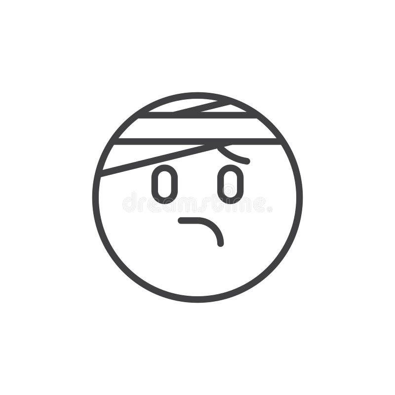 Ícone ferido do esboço do emoticon da cara ilustração do vetor