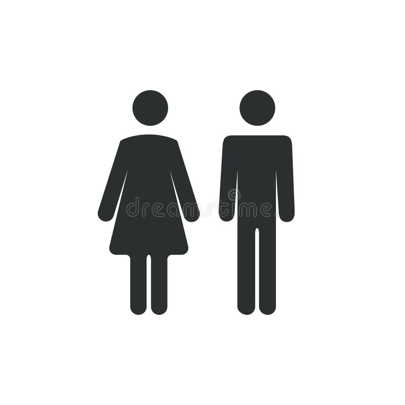 Ícone fêmea masculino do banheiro Símbolo do sinal da senhora do menino ou da menina do toalete Conceito do vetor do wc do toalet