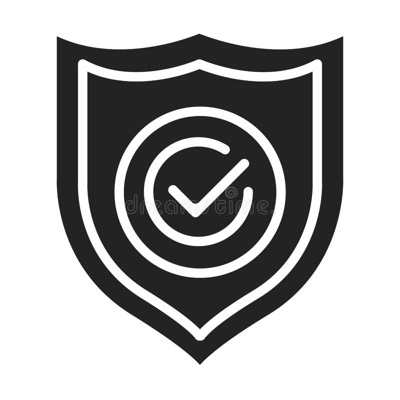 ícone glifo preto de segurança aprovado. conceito de marca de verificação de salvaguarda. elemento de proteção de segurança. assin