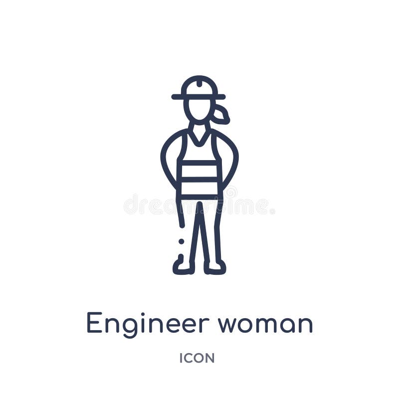 Ícone linear da mulher do coordenador da coleção do esboço das senhoras Linha fina ícone da mulher do coordenador isolado no fund ilustração stock Ícone linear da mulher do coordenador da coleção do esboço das senhoras Linha fina ícone da mulher do coordenador isolado no fund ilustração stock