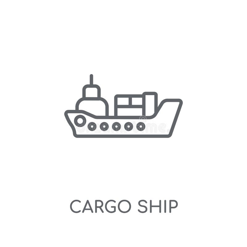 Ícone linear do navio de carga Conceito moderno o do logotipo do navio de carga do esboço ilustração stock Ícone linear do navio de carga Conceito moderno o do logotipo do navio de carga do esboço ilustração stock