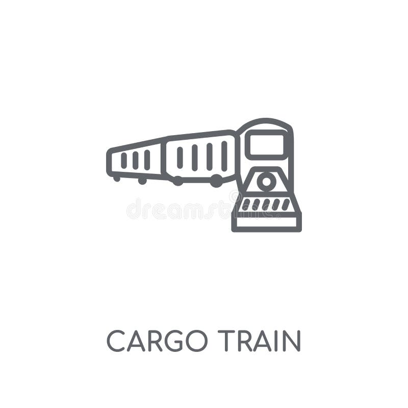 Ícone linear do trem da carga Conceito moderno do logotipo do trem da carga do esboço ilustração stock Ícone linear do trem da carga Conceito moderno do logotipo do trem da carga do esboço ilustração stock