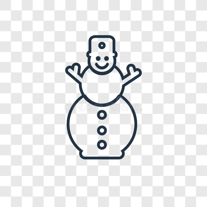 Ícone linear do vetor do conceito do boneco de neve isolado no backg transparente ilustração stock Ícone linear do vetor do conceito do boneco de neve isolado no backg transparente ilustração stock