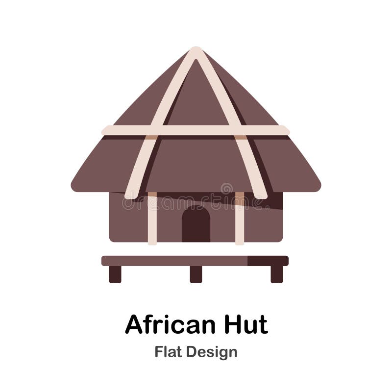 Ícone liso da cabana africana ilustração royalty free Ícone liso da cabana africana ilustração royalty free
