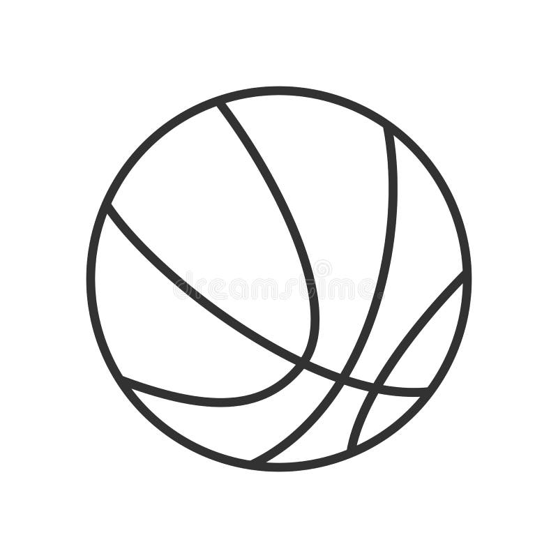 Ícone liso do esboço da bola do basquetebol no branco