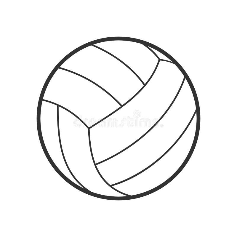 Ícone liso do esboço da bola do voleibol no branco