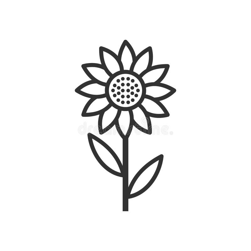 Ícone liso do esboço do girassol no branco ilustração do vetor Ícone liso do esboço do girassol no branco ilustração do vetor