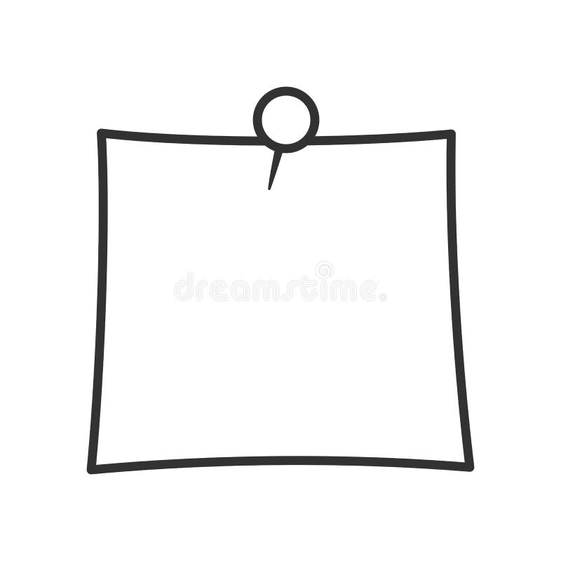 Ícone liso do esboço do post-it no branco ilustração royalty free Ícone liso do esboço do post-it no branco ilustração royalty free