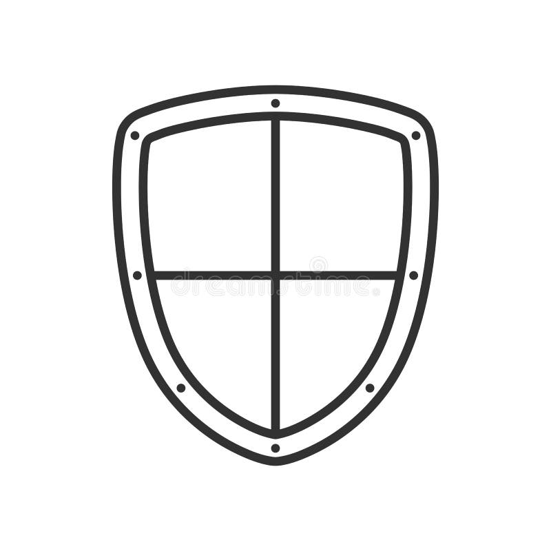 Ícone liso do esboço do protetor da segurança no branco ilustração do vetor Ícone liso do esboço do protetor da segurança no branco ilustração do vetor