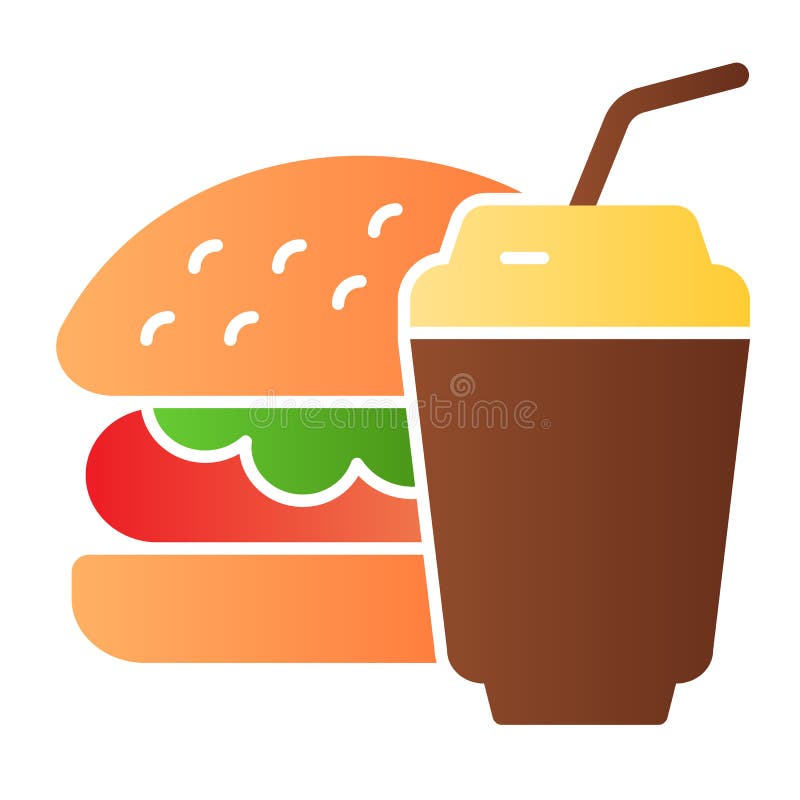 Ícone liso do hamburguer e da soda Ícones da cor de fast food no estilo liso na moda Hamburger e projeto do estilo do inclinação ilustração royalty free Ícone liso do hamburguer e da soda Ícones da cor de fast food no estilo liso na moda Hamburger e projeto do estilo do inclinação ilustração royalty free