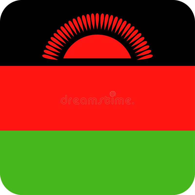 Ícone liso do quadrado do vetor da bandeira de Malawi ilustração royalty free Ícone liso do quadrado do vetor da bandeira de Malawi ilustração royalty free